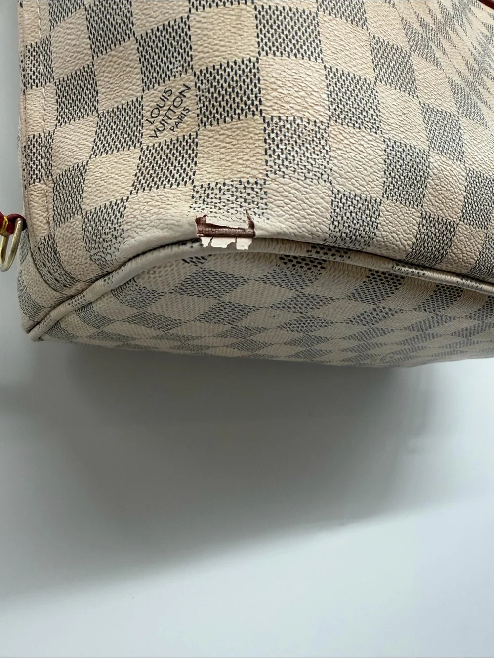 Louis Vuitton Neverfull MM Damier Azur Tote Rose Pink Interior